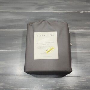 Casaluna King Premium Cotton Percale Sheet Set 400 Thread Count Dark Gray 4pc